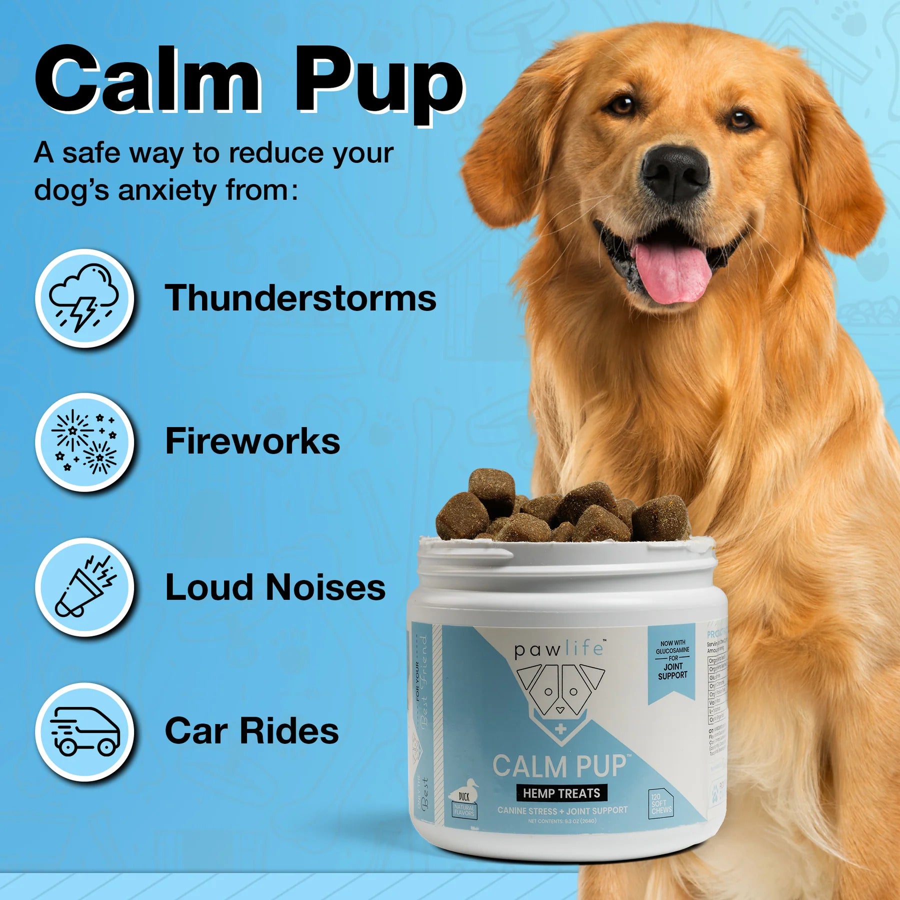 Pawlife Dog Calming Chews - Anxiety Relief Treats 60 Calming Treats for Dogs Paw Pop Store